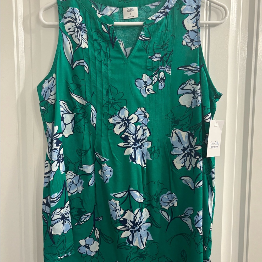 Croft & Barrow Teal and Blue Floral Blouse